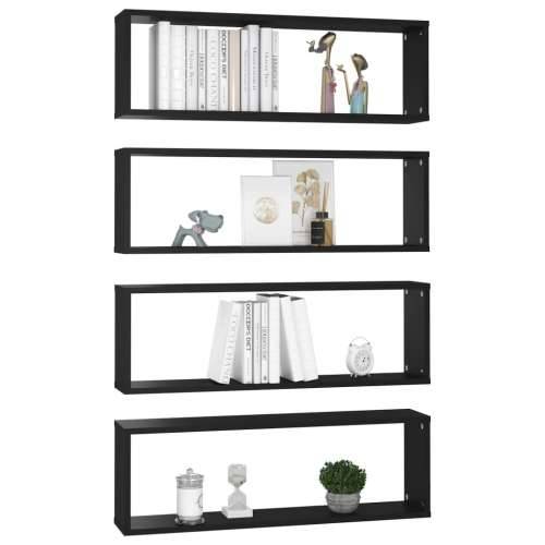 Kockaste zidne police 4 kom crne 80x15x26,5cm konstruirano drvo - Crna 80 x 15 x 26.5 cm 4 1 Cijena