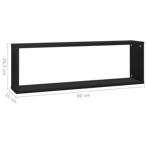 Kockaste zidne police 4 kom crne 80x15x26,5cm konstruirano drvo - Crna 80 x 15 x 26.5 cm 4 1 Cijena