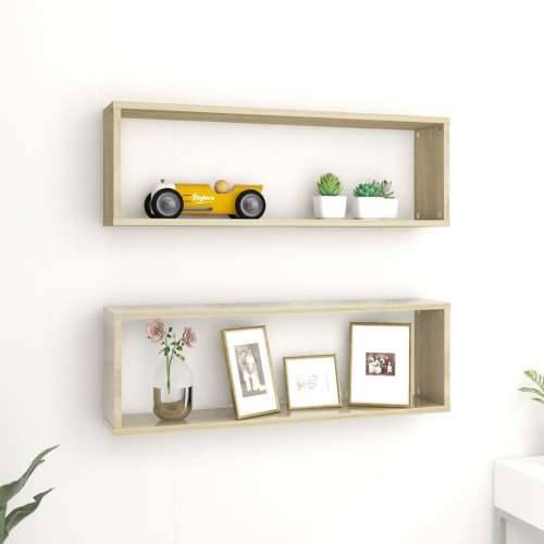 Kockaste zidne police 2 kom boja hrasta 80x15x26,5 cm drvene - sonoma hrast 80 x 15 x 26.5 cm 2 1 Cijena