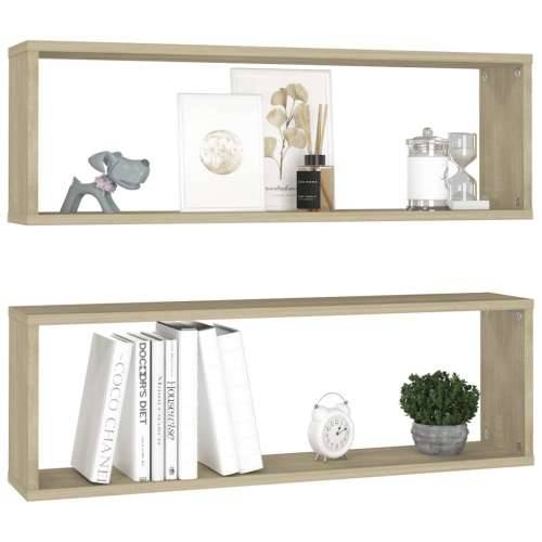 Kockaste zidne police 2 kom boja hrasta 80x15x26,5 cm drvene - sonoma hrast 80 x 15 x 26.5 cm 2 1 Cijena
