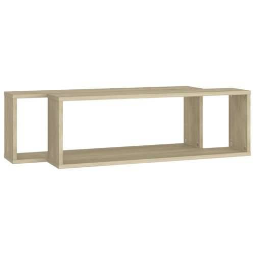 Kockaste zidne police 2 kom boja hrasta 80x15x26,5 cm drvene - sonoma hrast 80 x 15 x 26.5 cm 2 1 Cijena
