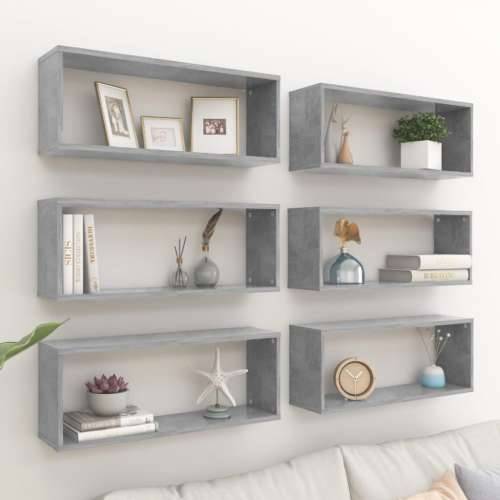 Kockaste zidne police 6 kom boja betona 60 x 15 x 23 cm drvene - Beton siva 60 x 15 x 23 cm 6 1 Cijena
