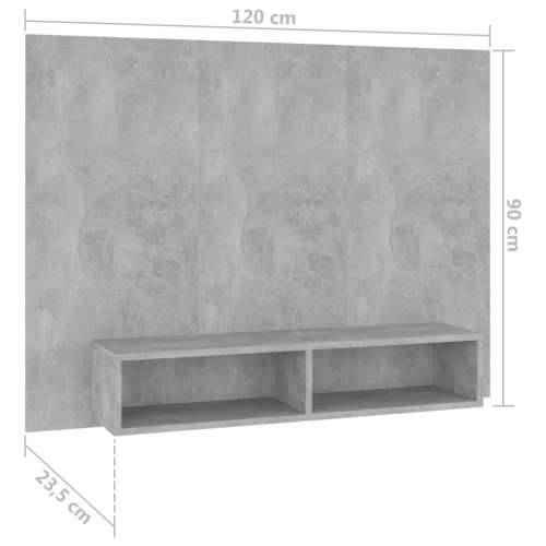 Zidni TV ormarić siva boja betona 120 x 23,5 x 90 cm drveni - Beton siva 1 120 cm Cijena