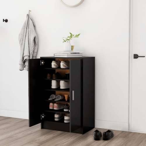 Ormarić za cipele crni 60 x 35 x 92 cm konstruirano drvo - Crna 60 x 35 x 92 cm 1 shoe cabinet with door Cijena