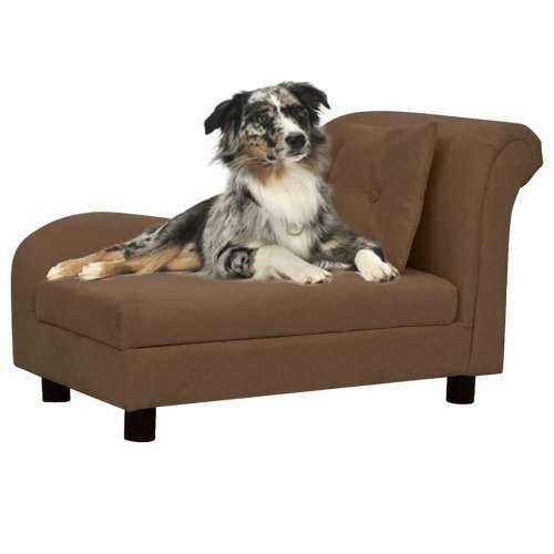 Sofa za pse s jastukom smeđa 83 x 44 x 44 cm plišana - Smeđa Cijena
