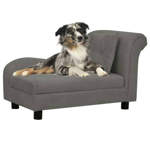 Sofa za pse s jastukom tamnosiva 83 x 44 x 44 cm plišana - Tamno siva Cijena