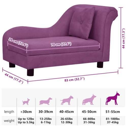 Sofa za pse s jastukom bordo 83 x 44 x 44 cm plišana - Tamno crvena Cijena