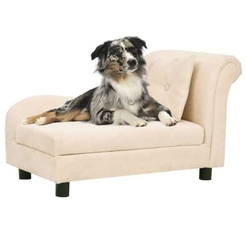 Sofa za pse s jastukom krem 83 x 44 x 44 cm plišana - Krema Cijena