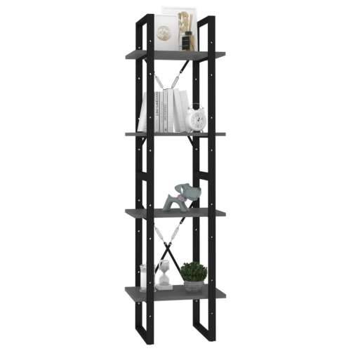 Ormarić za knjige 4 razine sivi 40x30x140 cm konstruirano drvo - Siva 1 140 cm Konstruirano drvo Cijena