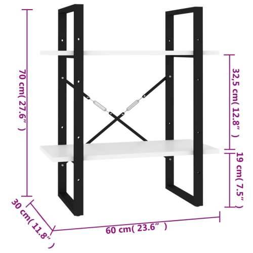 Ormarić za knjige 2 razine bijeli 60x30x70 cm konstruirano drvo - Bijela 1 70 cm Konstruirano drvo Cijena
