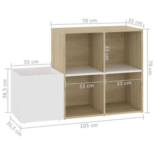 Ormarić za cipele bijeli i boja hrasta 105x35,5x70 cm drveni Bijela i boja hrasta sonome 1 Cijena
