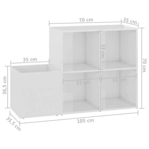 Ormarić za cipele visoki sjaj bijeli 105x35,5x70 cm drveni - Visoko sjajno bijela 1 Cijena