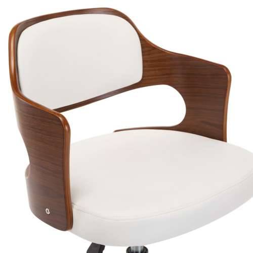 Okretna blagovaonska stolica od drva i umjetne kože bijela Cijena