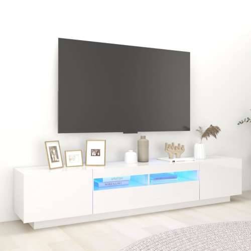 TV ormarić s LED svjetlima visoki sjaj bijeli 200 x 35 x 40 cm Cijena