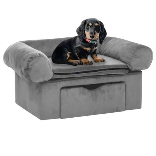 Sofa za pse s ladicom siva 75 x 50 x 38 cm plišana - Siva Cijena