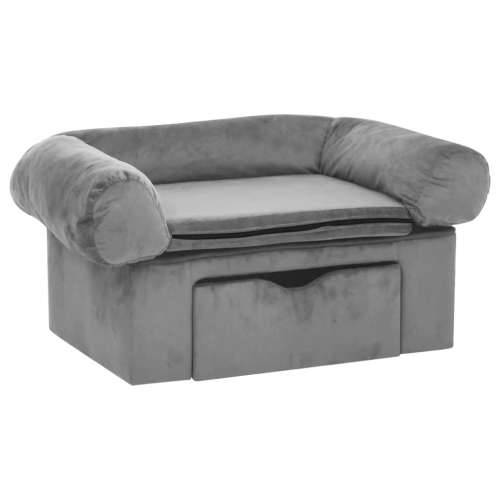 Sofa za pse s ladicom siva 75 x 50 x 38 cm plišana - Siva Cijena