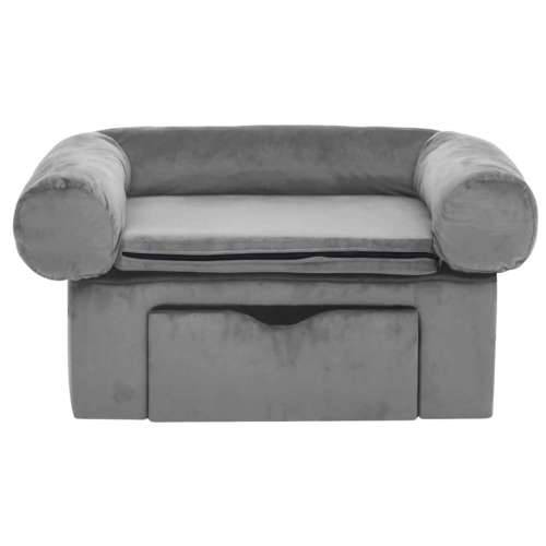 Sofa za pse s ladicom siva 75 x 50 x 38 cm plišana - Siva Cijena