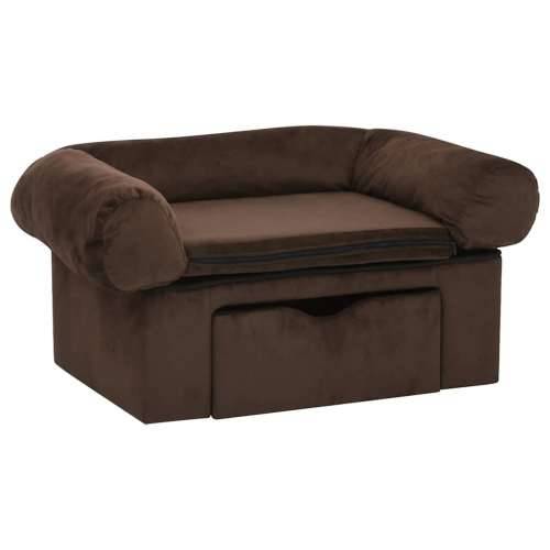 Sofa za pse s ladicom smeđa 75 x 50 x 38 cm plišana - Smeđa Cijena