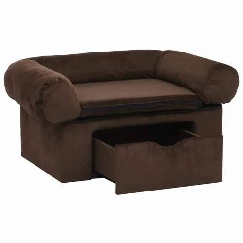Sofa za pse s ladicom smeđa 75 x 50 x 38 cm plišana - Smeđa Cijena