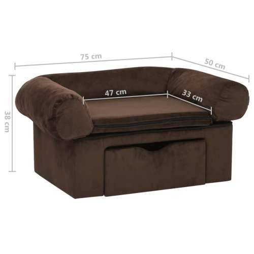 Sofa za pse s ladicom smeđa 75 x 50 x 38 cm plišana - Smeđa Cijena
