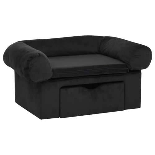 Sofa za pse s ladicom crna 75 x 50 x 38 cm plišana - Crna Cijena