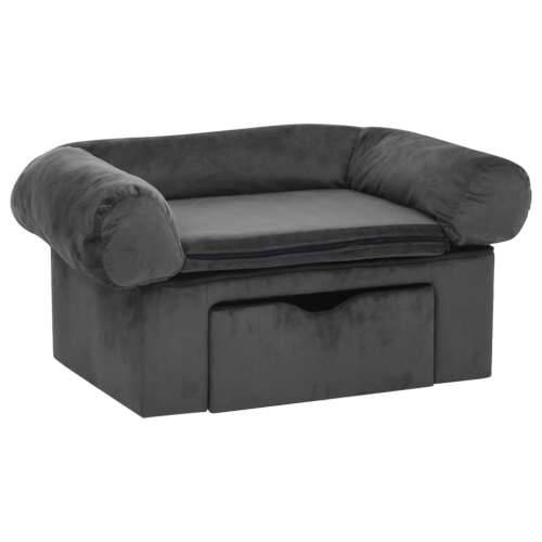 Sofa za pse s ladicom tamnosiva 75 x 50 x 38 cm plišana - Tamno siva Cijena