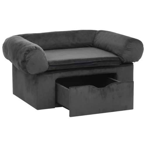Sofa za pse s ladicom tamnosiva 75 x 50 x 38 cm plišana - Tamno siva Cijena