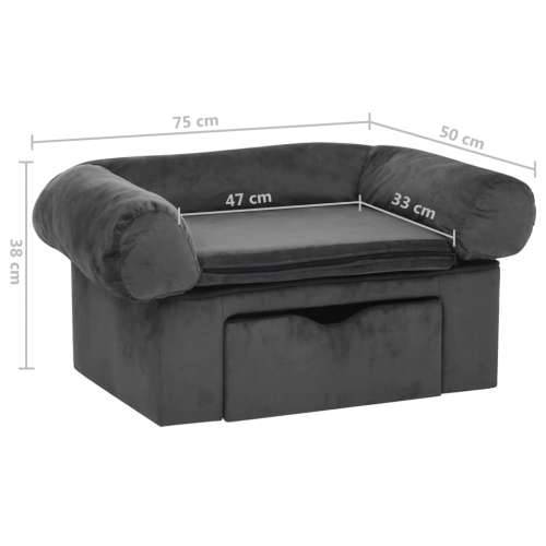 Sofa za pse s ladicom tamnosiva 75 x 50 x 38 cm plišana - Tamno siva Cijena