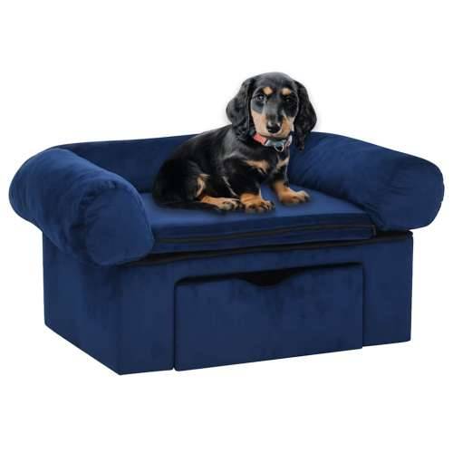 Sofa za pse s ladicom plava 75 x 50 x 38 cm plišana - Plava Cijena