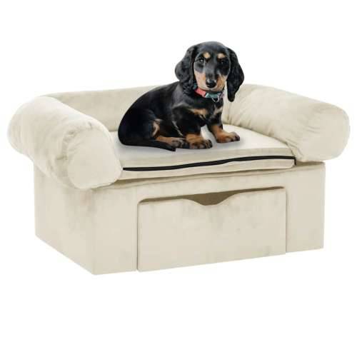 Sofa za pse s ladicom krem 75 x 50 x 38 cm plišana - Krema Cijena