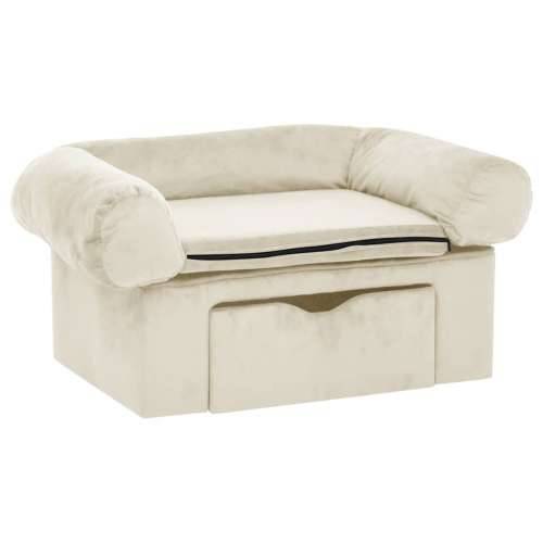 Sofa za pse s ladicom krem 75 x 50 x 38 cm plišana - Krema Cijena