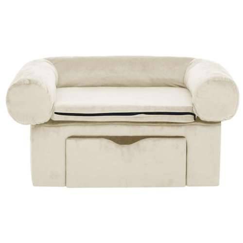 Sofa za pse s ladicom krem 75 x 50 x 38 cm plišana - Krema Cijena