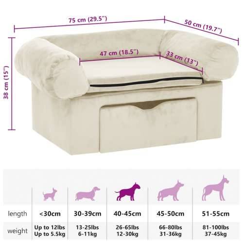 Sofa za pse s ladicom krem 75 x 50 x 38 cm plišana - Krema Cijena