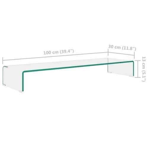 Stalak za TV /Monitor Prozirno Staklo 100x30x13 cm - *Transparent*an 100 x 30 x 13 cm 1 Cijena