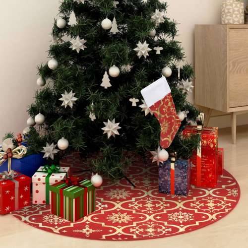 Luksuzna podloga za božićno drvce s čarapom crvena 122 cm Cijena