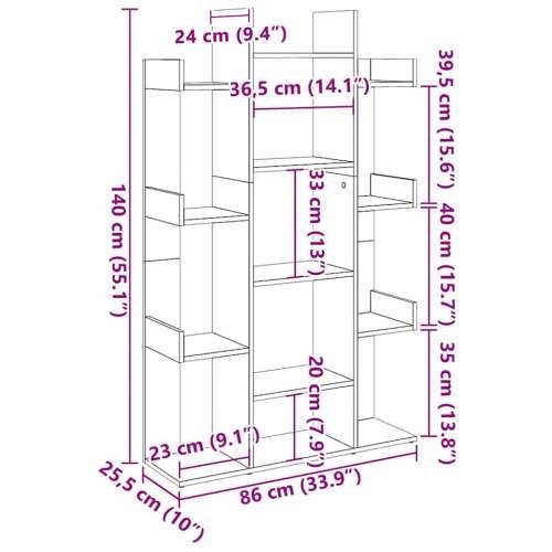 Ormarić za knjige boja betona 86x25,5x140 cm konstruirano drvo - Beton siva 1 86 cm Cijena