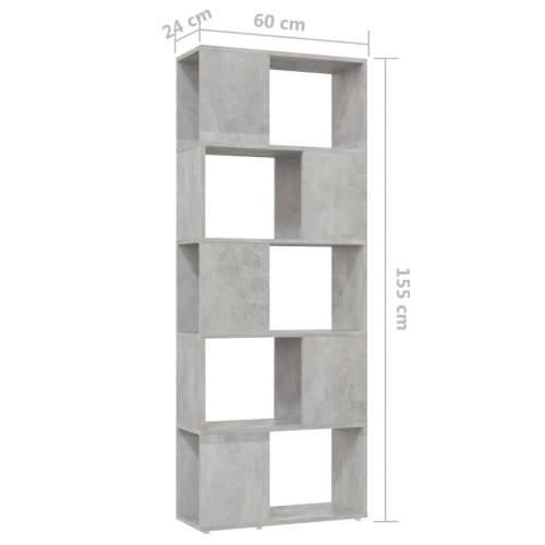 Ormarić za knjige / Paravan - Sobna pregrada boja betona 60 x 24 x 155 cm - Beton siva 1 60 x 24 x 155 cm Cijena