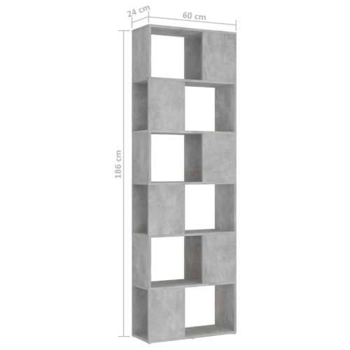 Ormarić za knjige / pregrada boja betona 60x24x186 cm drvena - Beton siva 1 60 x 24 x 186 cm Cijena