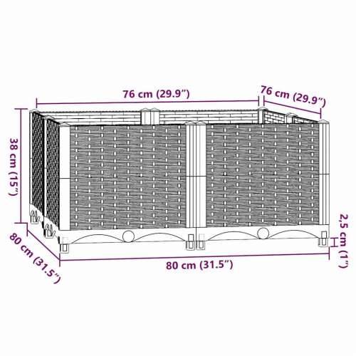 Povišena gredica 80x80x38 cm od polipropilena - Plavo-siva 80 x 80 x 38 cm 1 Cijena