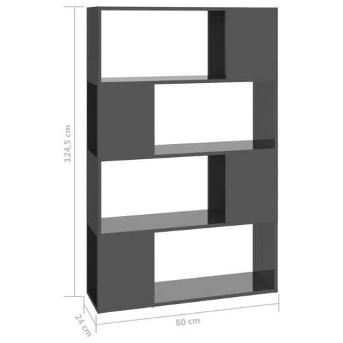 Ormarić za knjige / Paravan - Sobna pregrada sjajni sivi 80x24x124,5 cm - visoko sjajno siva 1 80 x 24 x 124.5 cm Cijena