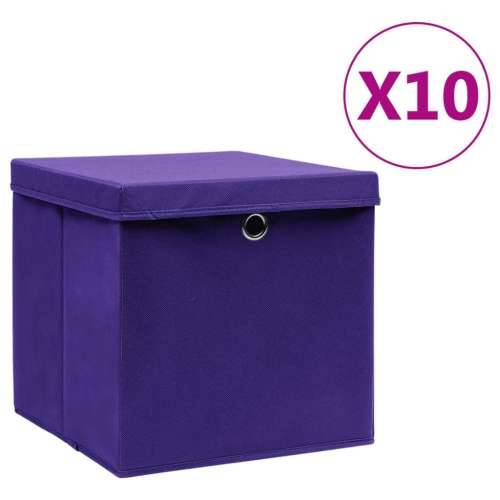 Kutije za pohranu s poklopcima 10 kom 28x28x28 cm ljubičaste Ljubičasta s poklopcima 10 1 Cijena