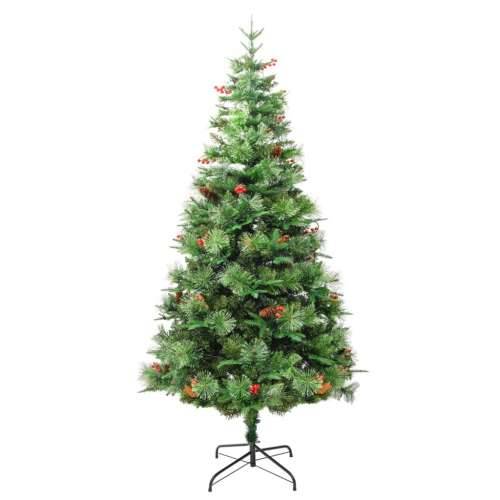 Osvijetljeno božićno drvce sa šiškama zeleno 195 cm PVC i PE - 195 x 80 cm 1 Cijena