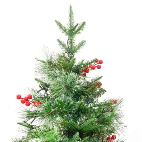 Osvijetljeno božićno drvce sa šiškama zeleno 225 cm PVC i PE - 225 x 94 cm 1 Cijena