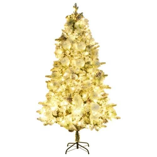 Osvijetljeno božićno drvce sa snijegom i šiškama 195 cm PVC/PE - 195 x 95 cm 1 Cijena