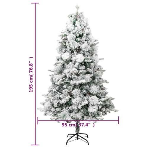 Osvijetljeno božićno drvce sa snijegom i šiškama 195 cm PVC/PE - 195 x 95 cm 1 Cijena