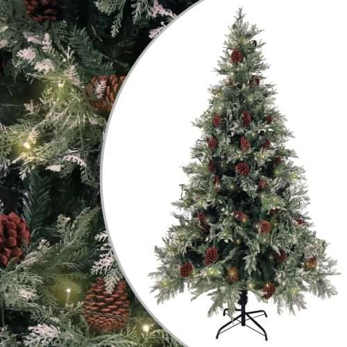 Osvijetljeno božićno drvce i šiške zeleno-bijelo 195 cm PVC/PE - 195 x 105 cm 1 Cijena