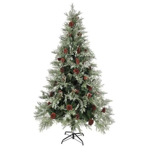 Osvijetljeno božićno drvce i šiške zeleno-bijelo 195 cm PVC/PE - 195 x 105 cm 1 Cijena