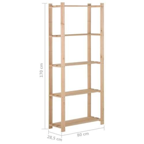 Stalak za pohranu s 5 razina 80x28,5x170 cm od masivne borovine - Prirodna 80 x 28.5 x 170 cm 1 Cijena