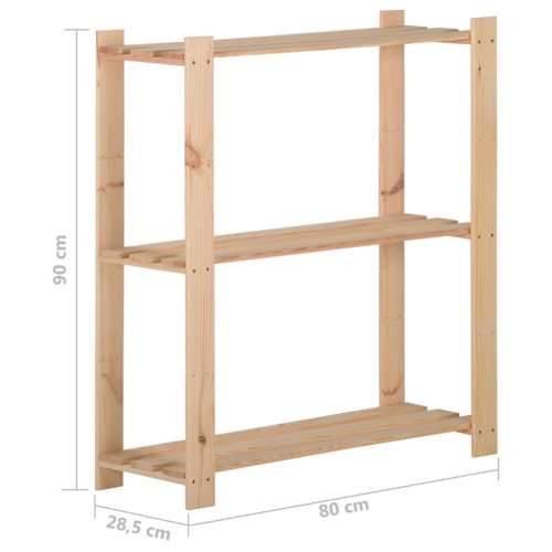 Stalak za pohranu s 3 razine 80 x 28,5 x 90 cm masivna borovina - Prirodna 80 x 28.5 x 90 cm 1 Cijena