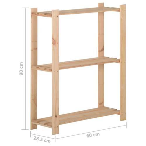 Stalak za pohranu s 3 razine 60 x 28,5 x 90 cm masivna borovina - Prirodna 60 x 28.5 x 90 cm 1 Cijena